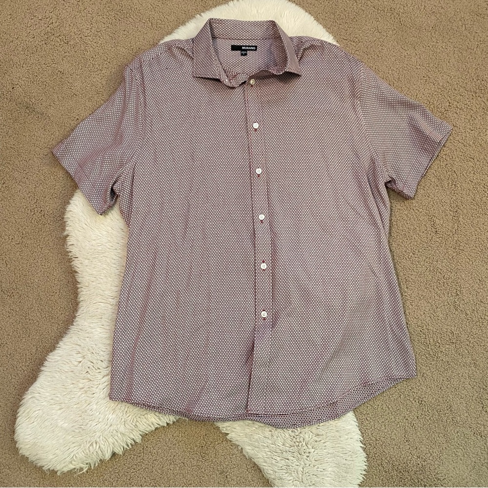 Murano Men's Burgundy and White Dress Shirt